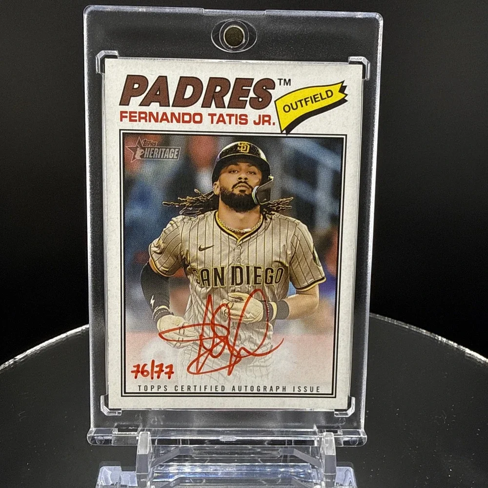 2026 Topps Heritage Fernando Tatis, Auto Red Ink 76/77 SSP